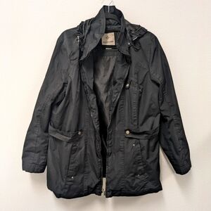 Weather Tamer Women's Black Raincoat Jacket sz 1X Removable Hood